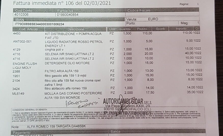 ALFA ROMEO 159 1.9 MJT 150cv SW 2006